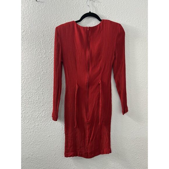 Vintage Scarlett Union Tag Ribbed Long Sleeve Red Dress Size 1 Bodycon USA Made - Picture 14 of 16